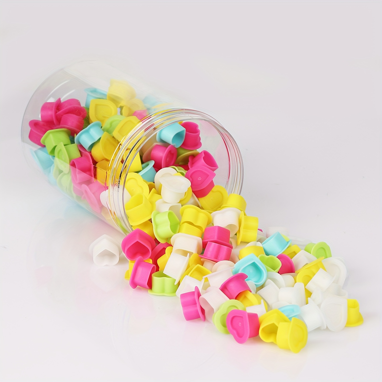 TEMU 200pcs Heart-shaped Silicone Tattoo Cup Set - Disposable Cups With Non-tipping Base Tray Design, Ideal For Tattooing And Body . An Essential Accessory For Tattoo Professionals.
