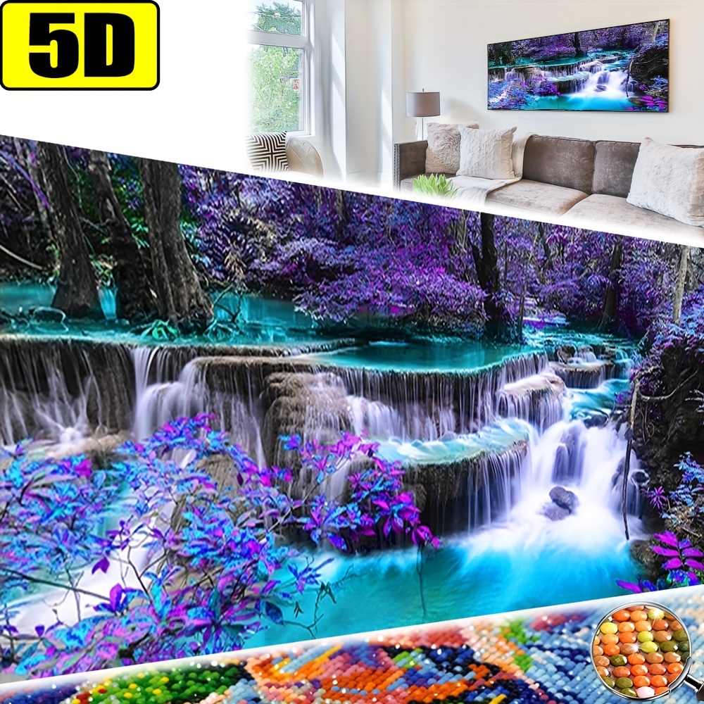 

Diamond Painting Kits For Adults Waterfall Embroidery Full Round Drill Large Size Diamond Arts Crystal Gem Painting Craft For Home Wall Decor