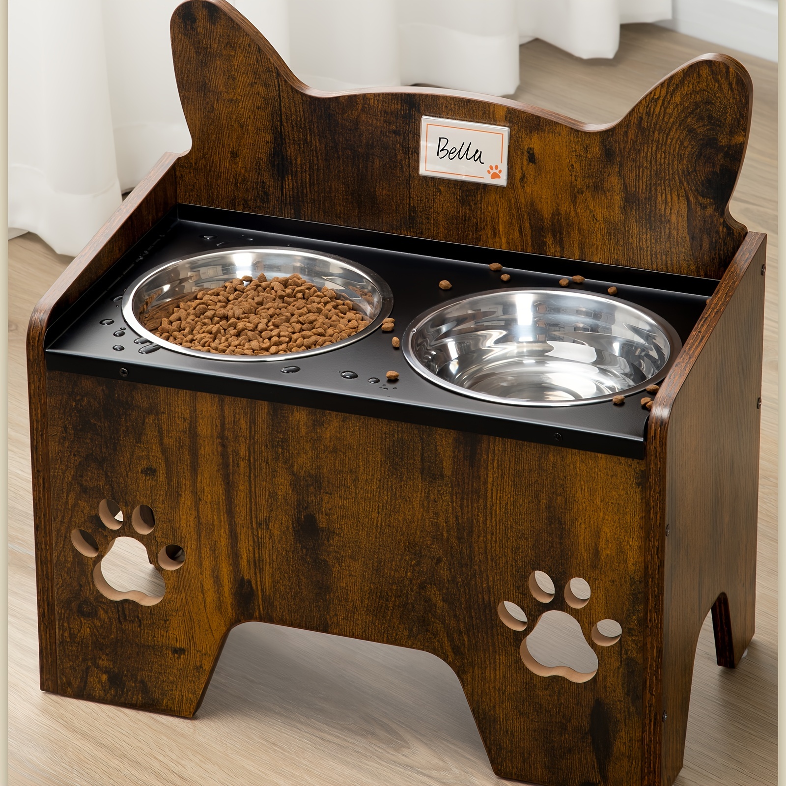 Raised Dog Bowls, Raised Dog Bowl, Dog Bowl Stand With 2 Stainless Steel Bowls, Leak-proof Dog Bowl Set, Food Bowls, For Large, Medium Dogs, / And Black