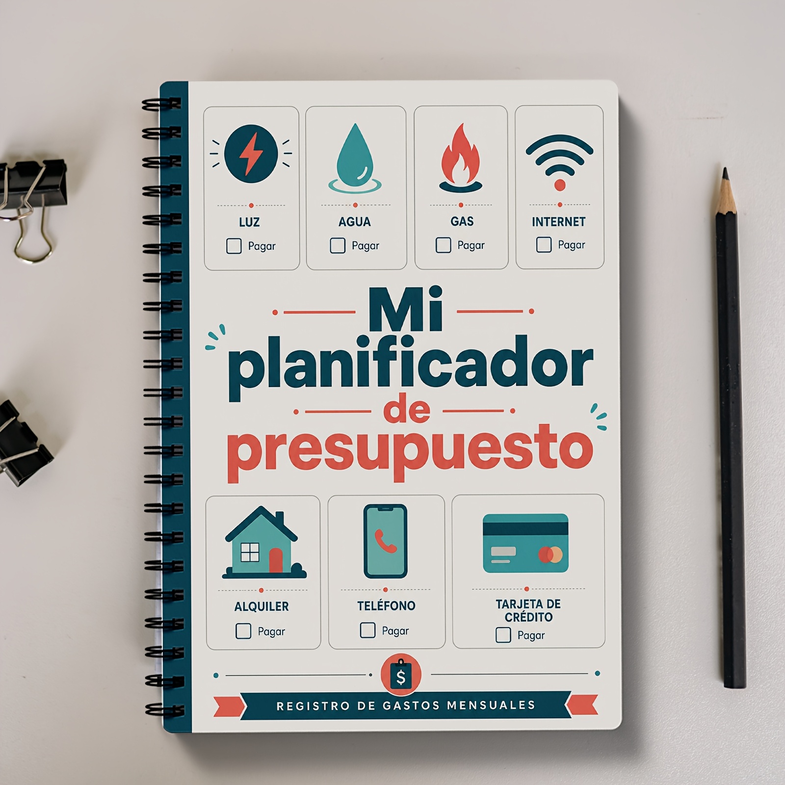 TEMU Edición en español - Cuaderno de presupuesto A5, con , para uso doméstico y de oficina - Cuaderno de mensuales, organizador de facturas con plan