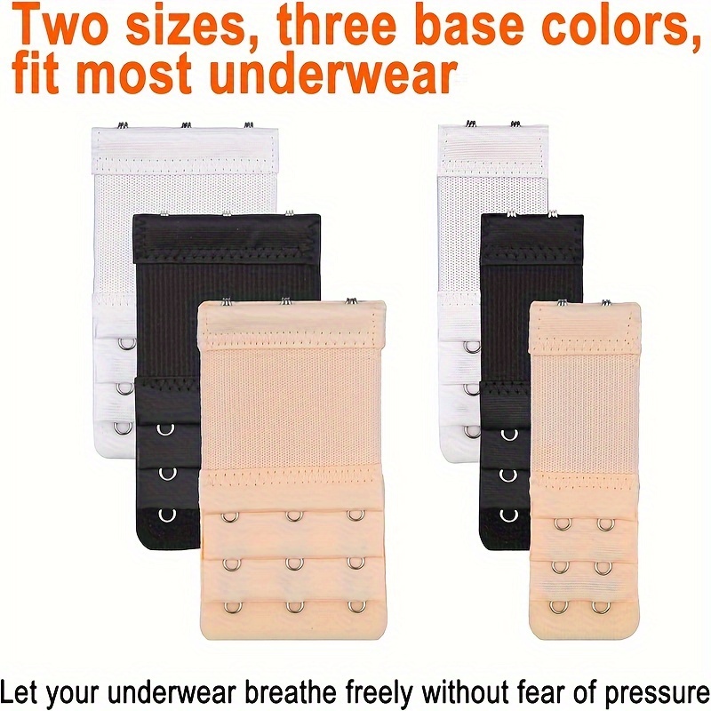 6-Pack Women's Bra Extenders, Elastic Adjustable Bra Strap Extension, Soft Undergarment Accessories, Assorted Colors, Comfort Fit