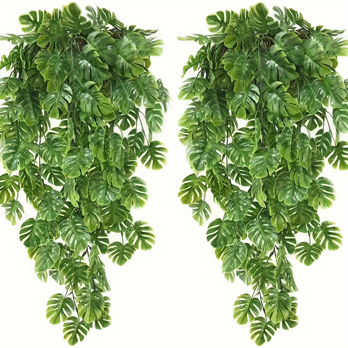 

2pcs Artificial Monstera Hanging - Tropical Leaf Plants For Indoor & Outdoor Decor, Home, Kitchen, Garden Wall - Ideal For Spring, Summer, 's Day & Easter