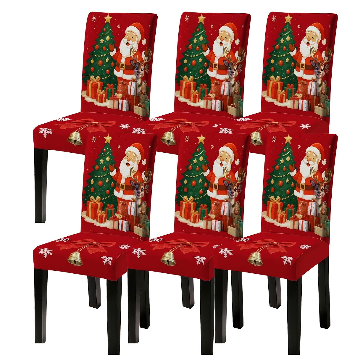 TEMU Stretch Dining Chair Cover, Tree Gift Print Dining Chair Slipcover, Full-coverage Holiday Decorative Stool Cover. This Chair Cover Is A Festive