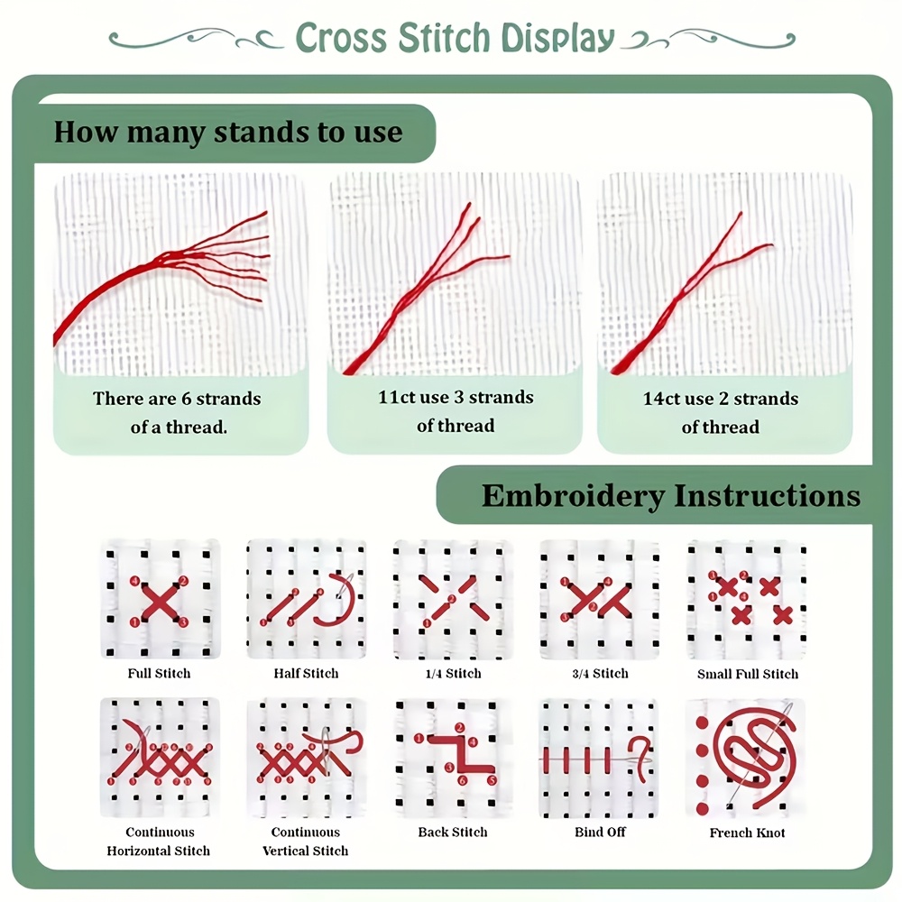 DIY Printed Cross-Stitch Kit, Santa Claus and Heart-Shaped Christmas Tree Pattern