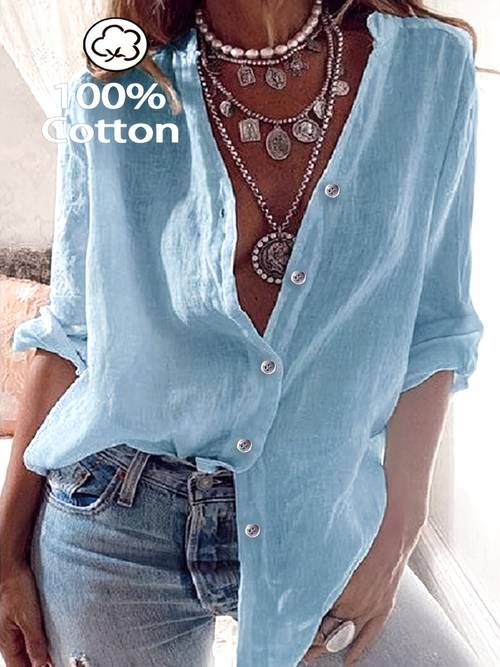 pure shirt elegant womens solid color long sleeve top with button details daily wear or office occasions suitable for vacations commuting holiday parties and social events for spring summer