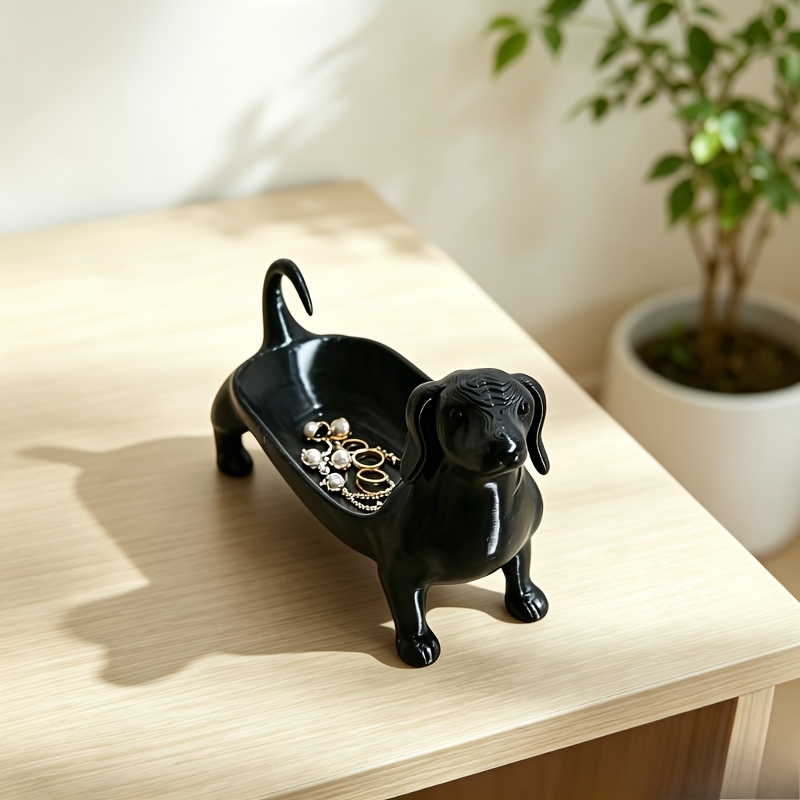 TEMU 3d Printed Minimalist Dachshund Jewelry Tray, Vanity Ring And Watch Organizer Tray, Entryway Dachshund Key Tray, Bedroom Nightstand Phone And
