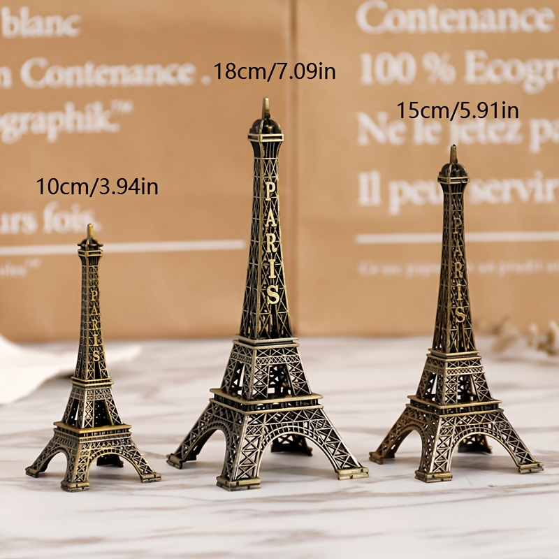 TEMU 3pcs Eiffel Tower Model Ornament Suitable For, Miniature Paris Statue, Tabletop Desktop Decoration, Iconic French Souvenir Gift For Valentine's