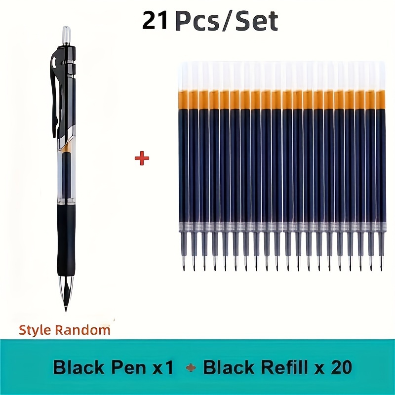 

21-pack Retractable Ballpoint Pens, 0.5mm Fine Point, Black Ink With Refillable Cartridges - Ideal For School & Office Supplies Pens For Writing Erasable Pens