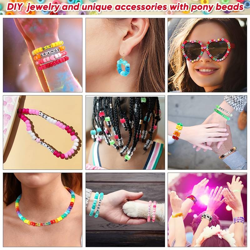 Set Di 200 Perline Pony Oro E Colori Misti – 9x6 Mm, Foro 4 Mm, Per Gioielli E Creazioni Fai Da Te