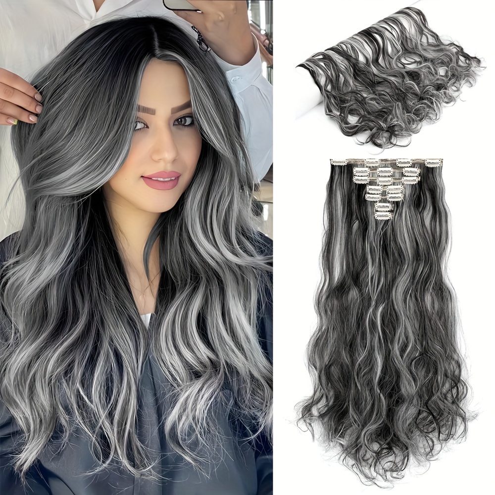 7pcs set Long Wavy Hair Pieces Synthetic Clip In Hair Extensions Elegant For Daily Use Hair Accessories