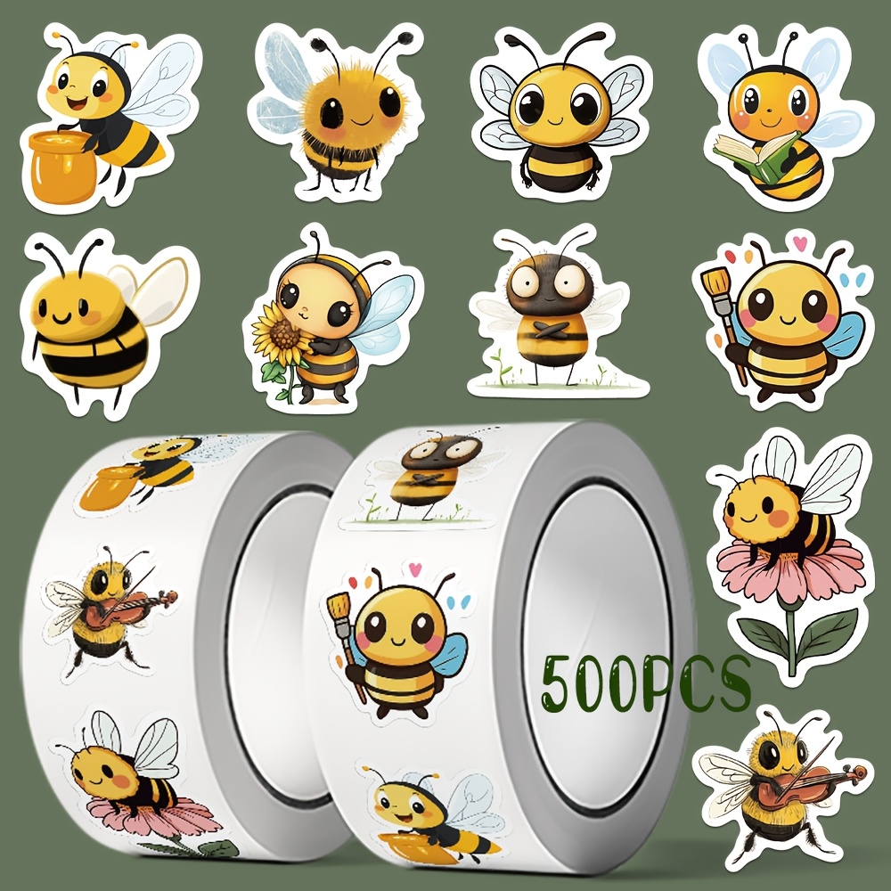 Image of 500pcs Stickers Creative Simple Cartoon Cute And Decorations For Back-to- Gifts, Hand Account Mobile Phone Tablet Computer Party Luggage Box Packaging Helmet Envelope Decoration Wallpapers