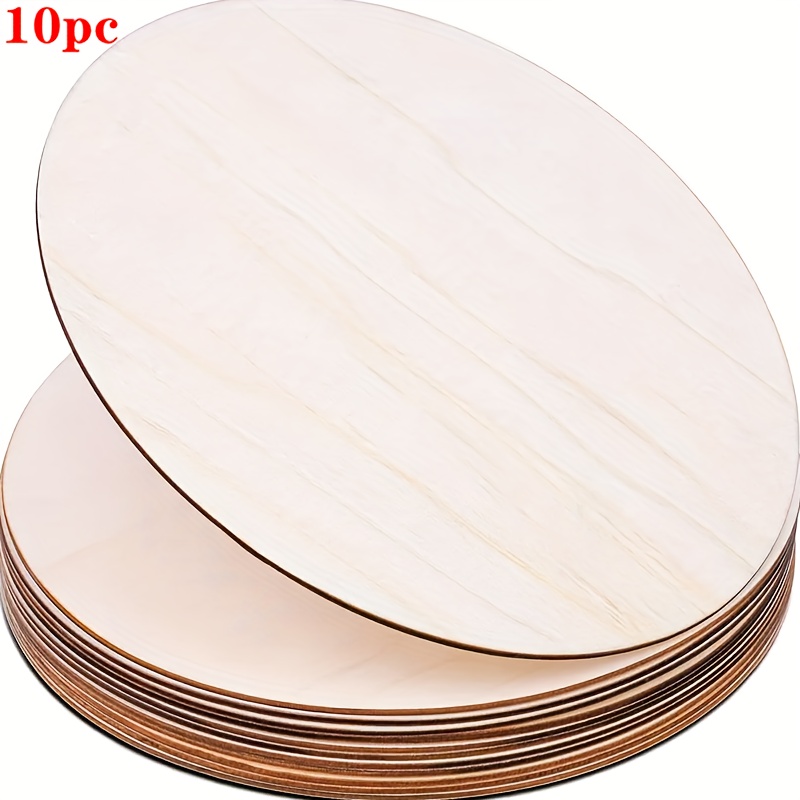 10pcs Round Wooden Craft Circles For Diy Painting & Decorating – Lightweight, Elegant Hanging Ornaments For Holidays, Weddings, Parties, And Home Décor