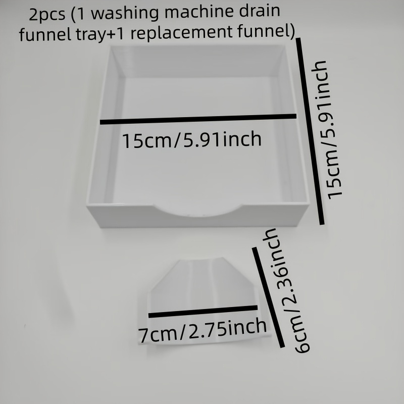 Universal Washing Machine Drain Tray With Water Guide Funnel, 2pcs Spill Collection Pan Kit For Front Load Washer Drain Outlet, Leakproof Water Catch Basin