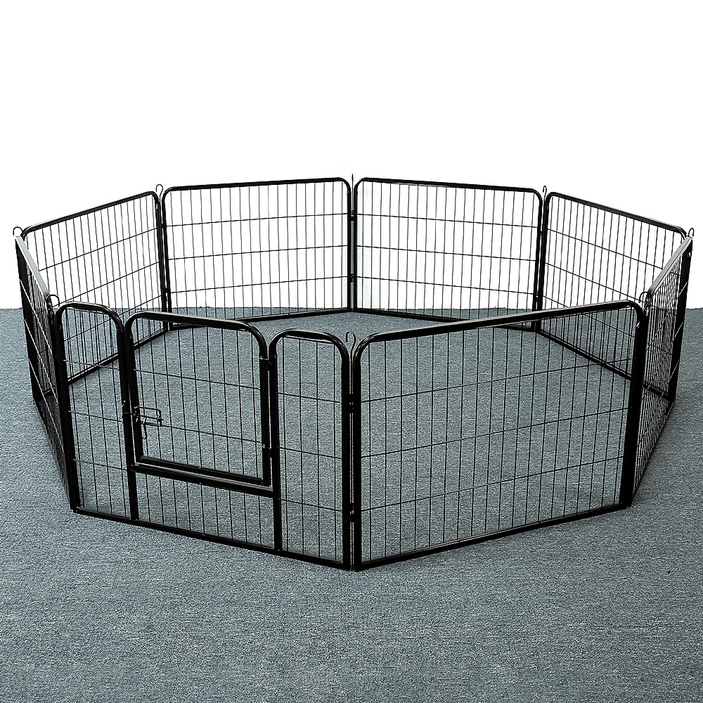 8 Panels Metal Module Large Indoor Outdoor Heavy Duty Dog 80cm High Pen Pet Run Playpen Garden Puppy Play Exercise Fence For Small Medium Dogs Cat Rabbit, 8pcs Foldable Adjustable Fence