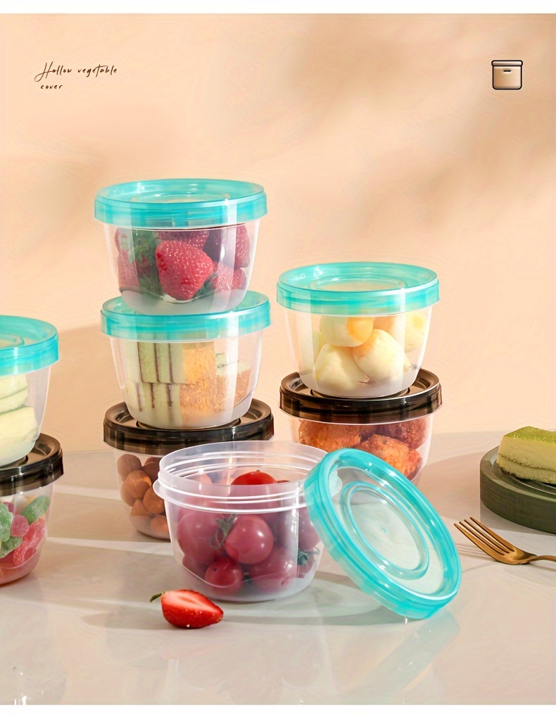 2pcs transparent sealed food storage containers with blue lids microwave safe freshness preserving   for   nuts fruits more ideal for home kitchen use details 4