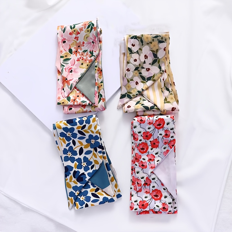 7pcs Trendy Printed Long Strip Neckline Decoration Small Scarf