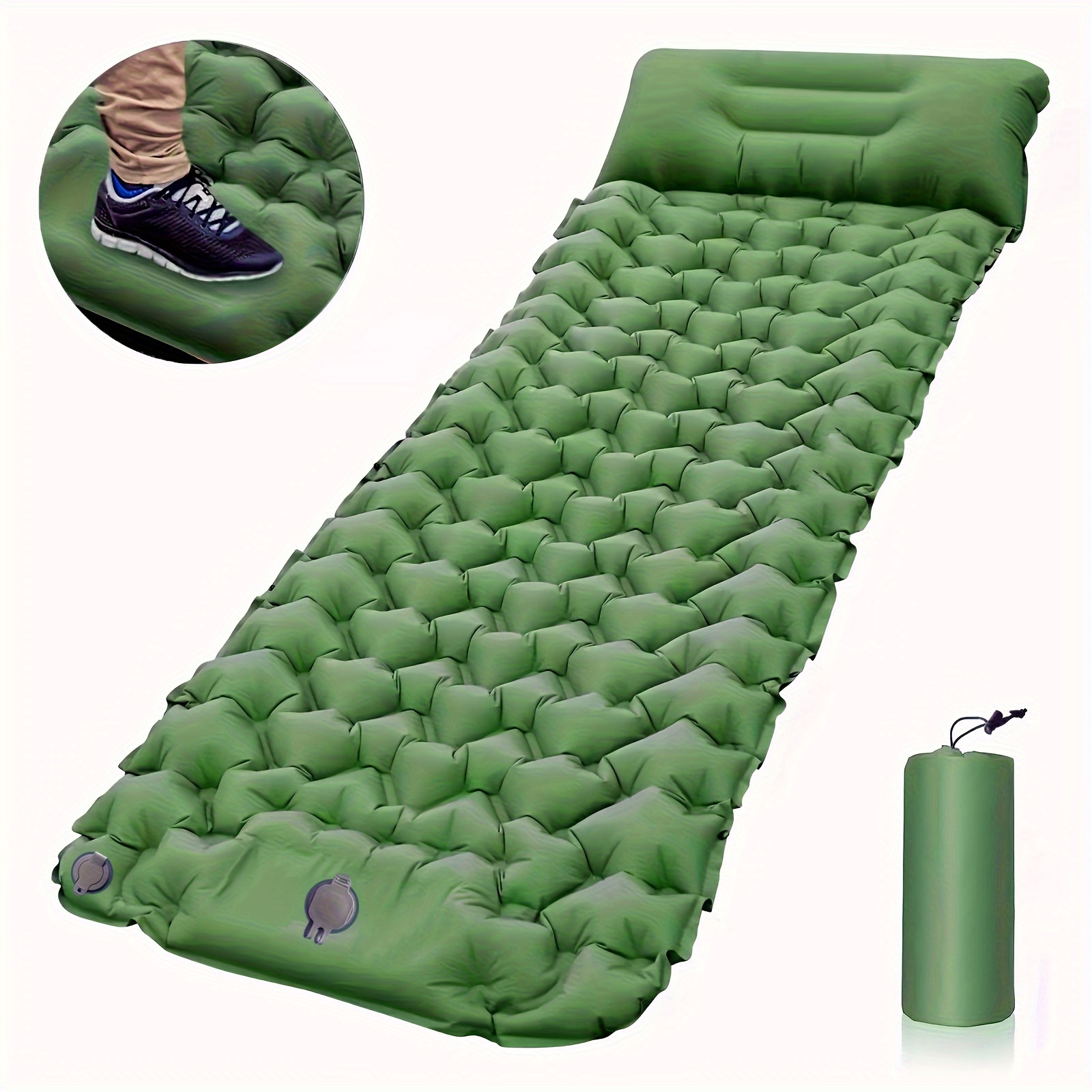 TEMU Camping Inflatable Mattress With Pillows, Travel Folding Bed, Ultralight Air Cushion For Outdoor Hiking Trekking