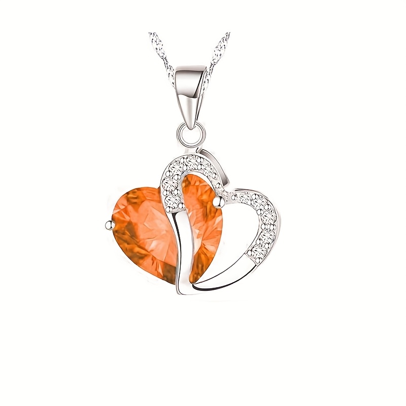 Rhinestone Heart Pendant Necklace, Elegant Gift