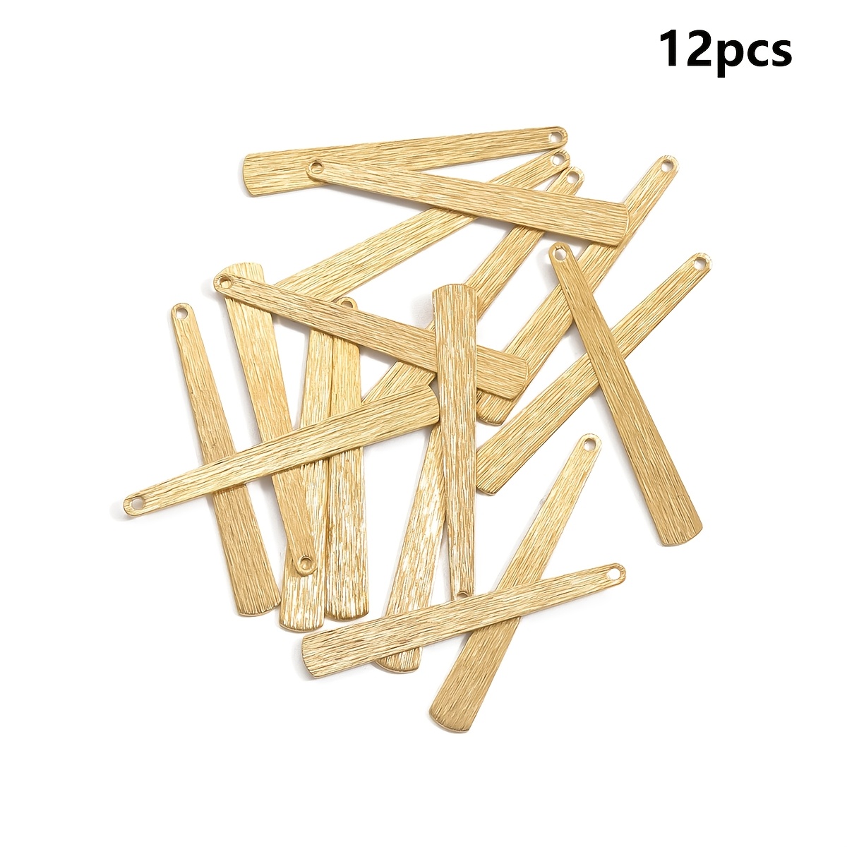 TEMU 12 piezas de barra de latón natural de un solo orificio, cepillada por lados, para joyería de colgante con dije para mujer, a y de bricolaje