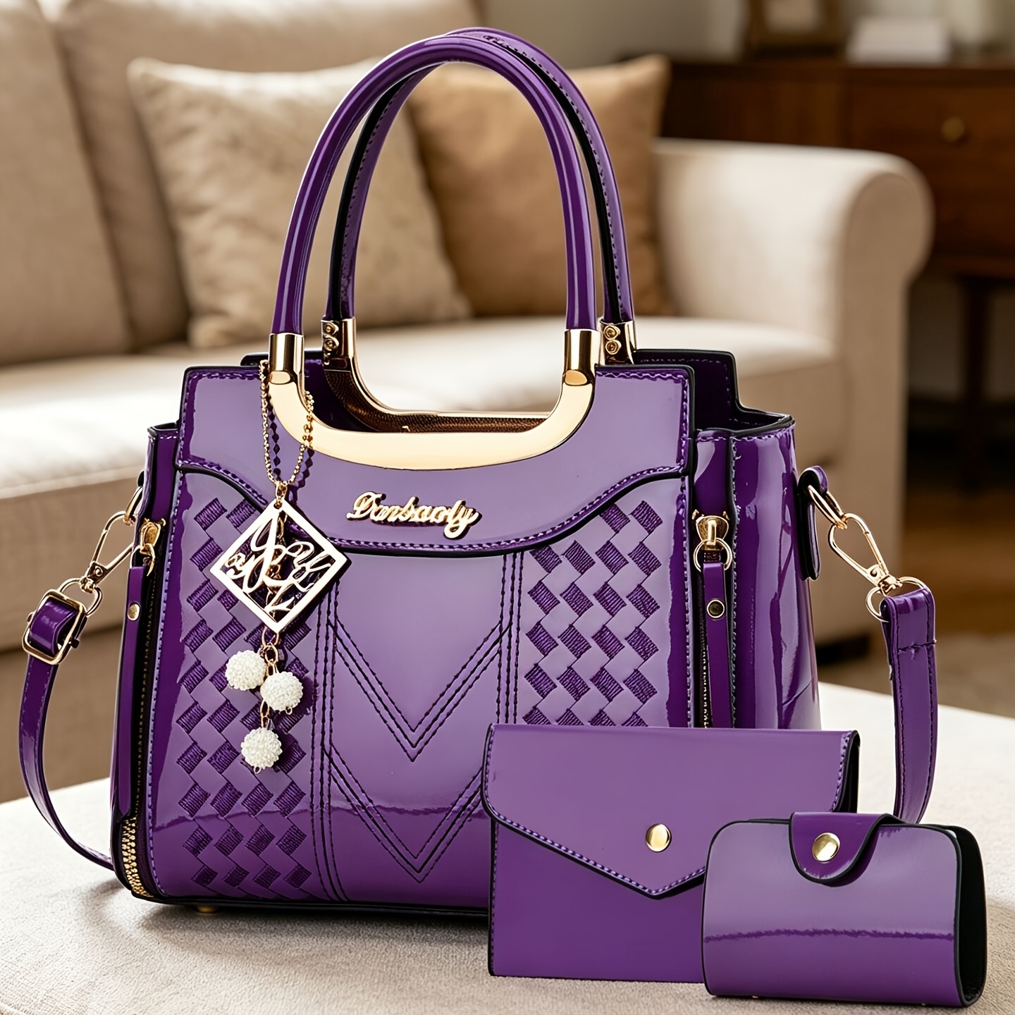 TEMU Fashion Women's 3pcs Set Trendy Handbag For Shopping And Travel Women's Bag Body Bag Set Individual Shoulder Bag