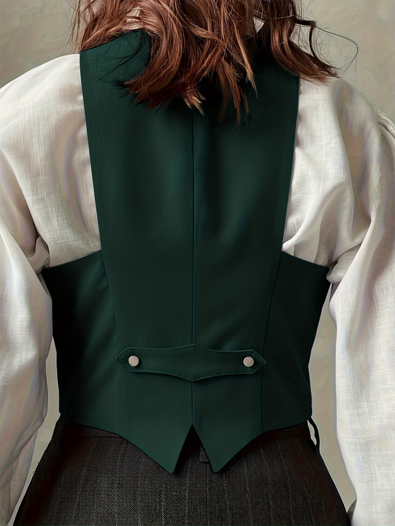 french vintage style black v neck womens waistcoat a chic - Temu
