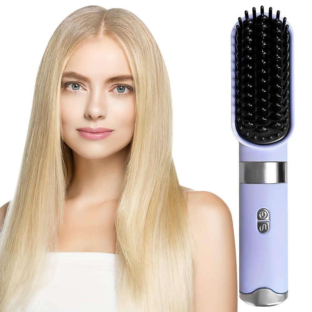 

Lcd Usb Rechargeable Ceramic Heating Ionic Straightening Comb Wireless Portable Hair Straightener Hot Air Brush For All Hair Types