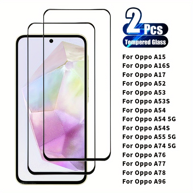 

2pcs A15 A16s A17 A52 A53 A53s A54 A54 5g A54s A55 5g A74 5g A76 A77 A78 A96 Screen Protector, Tempered Glass Hd 9h Transparent Resistant