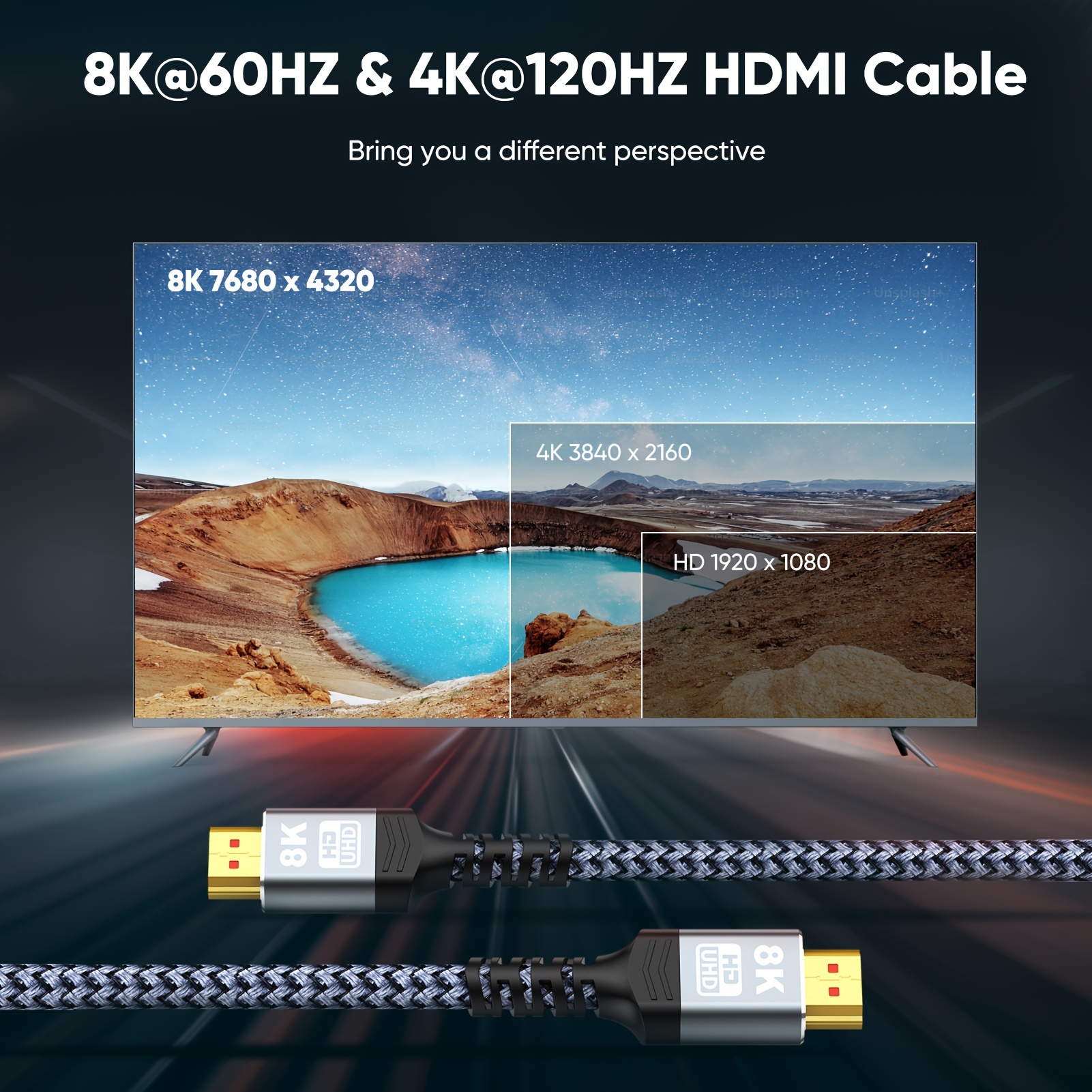 10K 8K HDMI 2.1 Cable 2-Pack 6.6FT, Highwings Certified Ultra High Speed  HDMI Cord, Support 4K@120Hz 8K@60Hz,Compatible with Roku TV/HDTV/PS5/Blu-ray