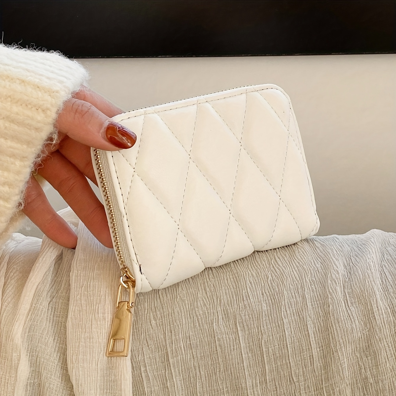 Short Wallet, Fashionable And Simple Short Cardholder, Quilted