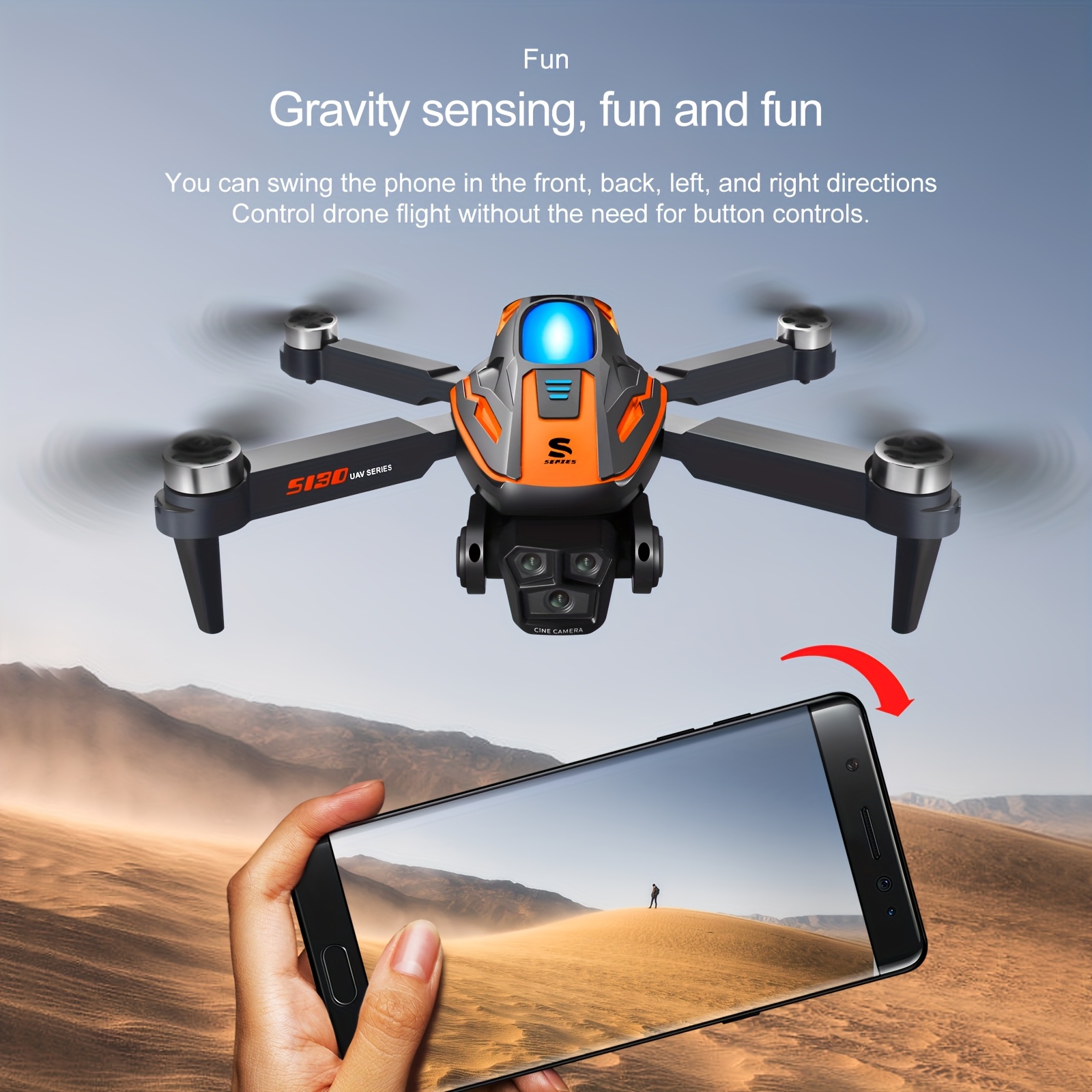 S130 Brushless Motor Drone with Triple HD FPV Cameras, Foldable Quadcopter with GPS/Optical Flow Positioning, 360° Obstacle Avoidance, Brushless Motor, One-Key Takeoff/Landing, Follow Me/Trajectory Flight, Long Flight Time - FPV Racing & Aerial Photography Drone for Adults, Beginners, Professionals - Portable RC Quadcopter with Smartphone Control, High Quality Drone, Beginner Friendly Drone, Sleek Drone Design, Modern Tech Gadget, Durable Drone Build