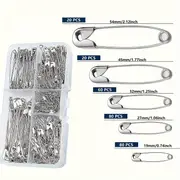 a pack of 260 silvery nickel plated steel safety pins in 5 different sizes with suitable for clothing sewing and crafts details 2