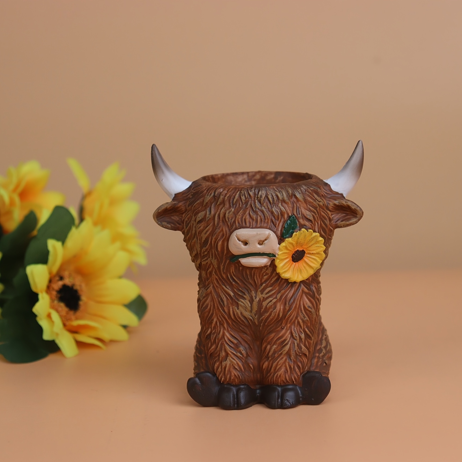 TEMU Jardinière Vache des , Pot à Succulentes en Résine , Ornement Animal en Résine, Décoration de Jardin et de Maison, Cadeau de Jardinage,