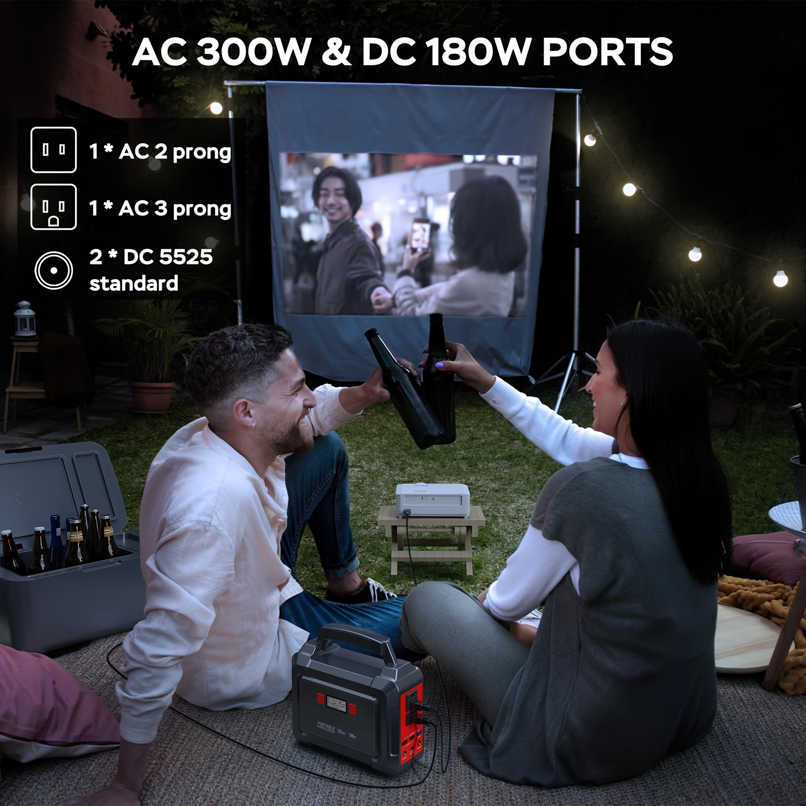 portable power station 200w 300w   camping solar generator 155wh 167wh 296wh power bank with 30 60w solar panel with ac outlet 110v with multi output led flashlights for cpap   hurricane emergency Product details 5