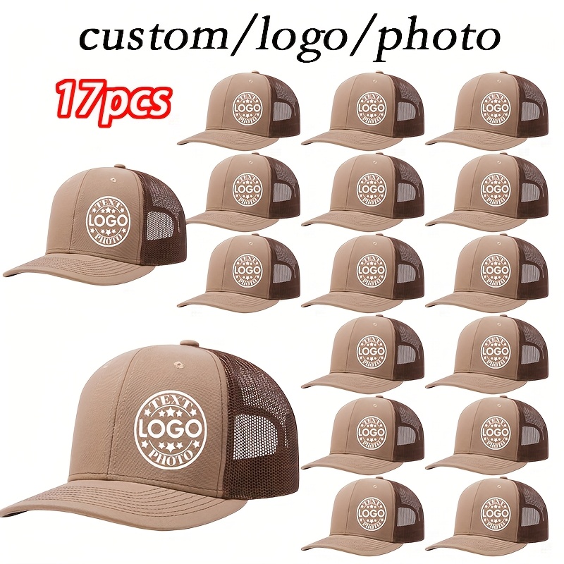 TEMU 17pcs Trucker Custom Baseball Caps, Adjustable Size & Diy Printing, Support Logo/photo Hd Transfer, Unisex , For , Group Events, Bulk Purchase.