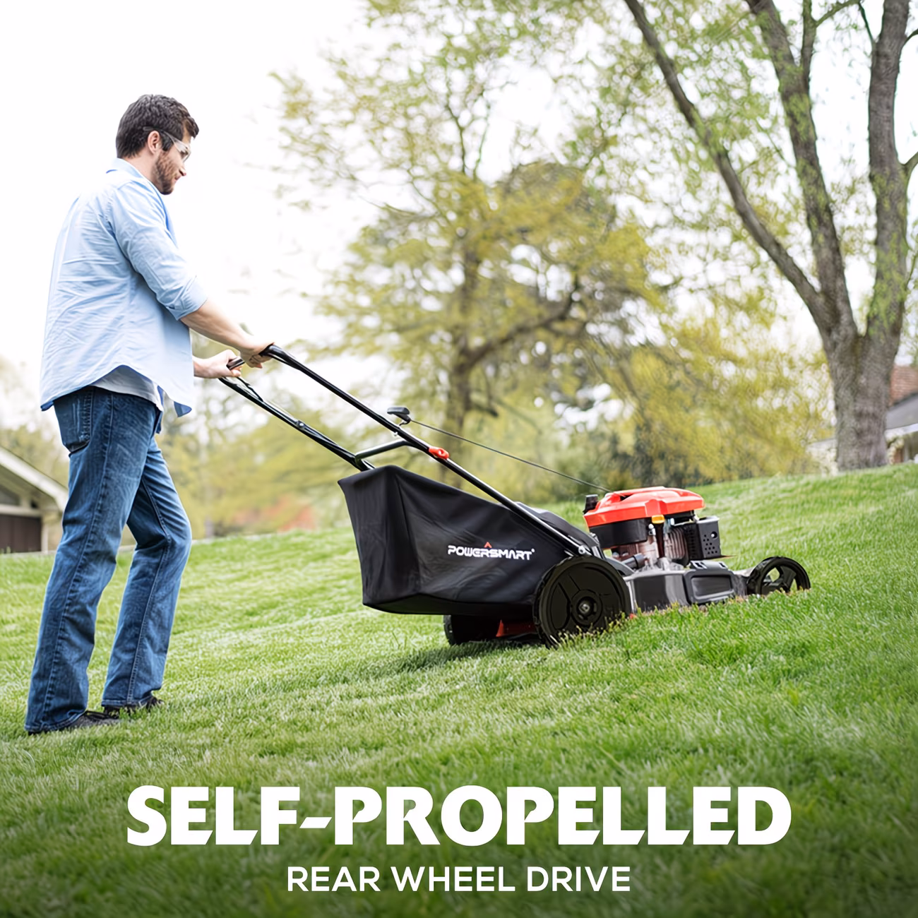 21 lawn mower 144cc 2 in 1 3 in 1 mulching 170cc 3 in 1 self propelled with 6 height adjustment high rear wheels gardening supplies and equipment foldable handles for lawn yard and garden maintenance Product details 12