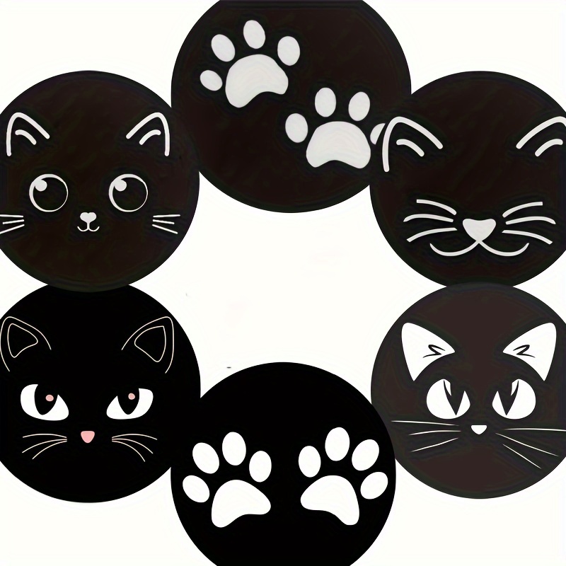 

6pcs Wooden Cat Paw Coasters, 3d Artistic Cup Pads, Heat-resistant Mosaic Mug Mats For Home & Cafe, 3.5 Inches Diameter, Art Craft Supplies