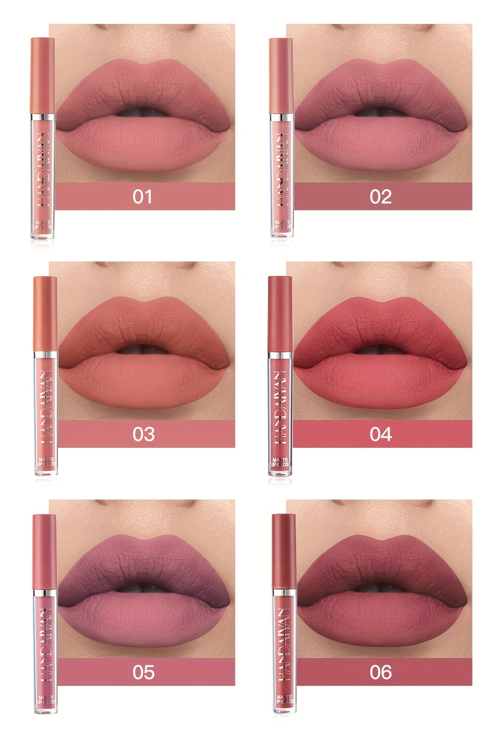 6 pcs matte liquid lipstick set long lasting non stick waterproof suitable for all skin types   red hues details 8