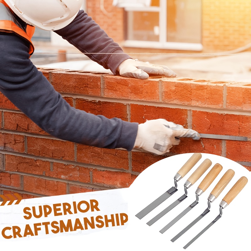 TEMU 5pcs Professional Masonry S, 6/8/10/12/15mm Masonry For Mortar And Tiling S, Mortar Repair For Tuck , Cement And Grouting, Carbon Steel Masonry