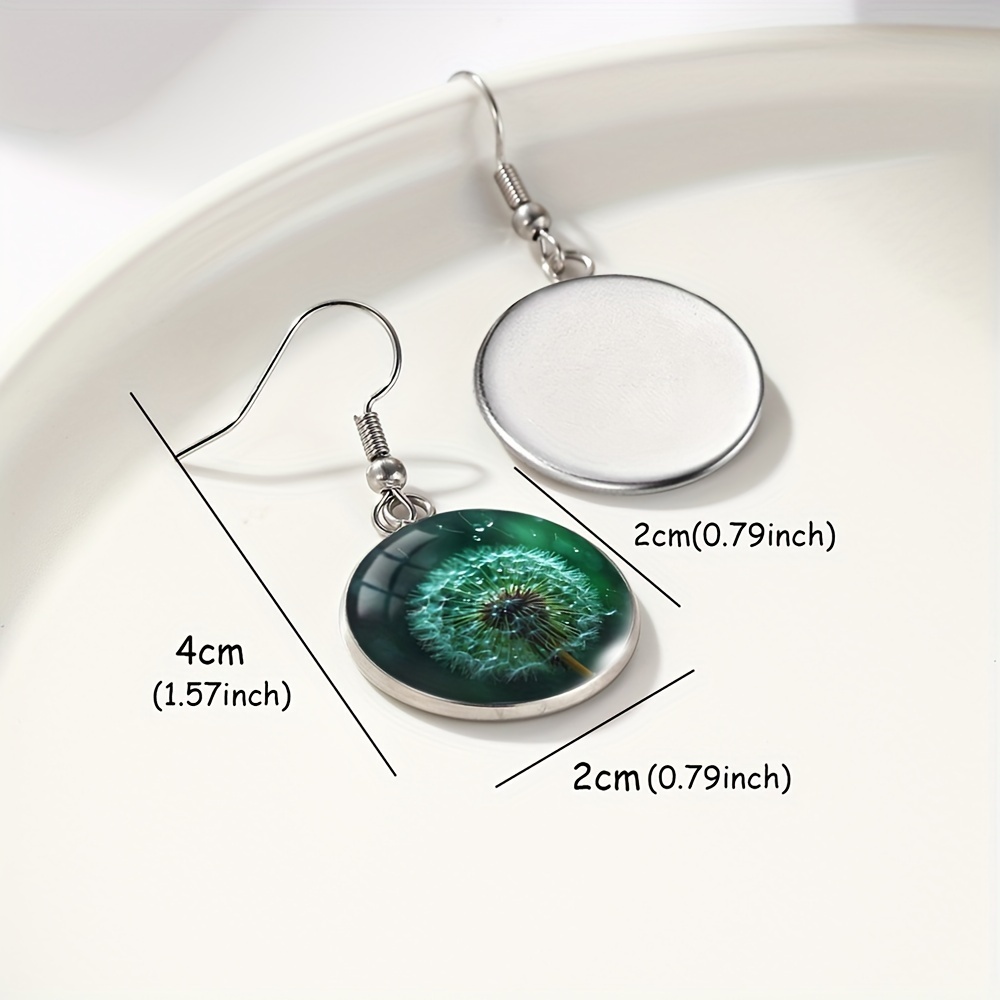 Women's Elegant Stainless Steel Dangle Earrings with Dandelion Design