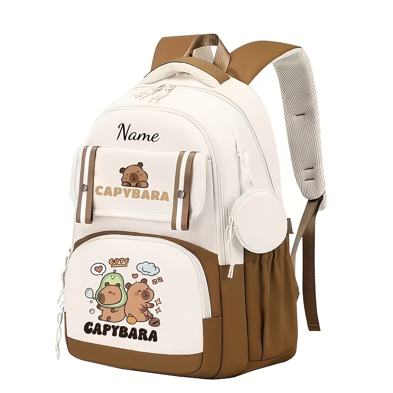 TEMU Sac à dos d'étudiant personnalisable, multifonctionnel et de grande avec un joli motif de capybara. Que soit pour , les cours de danse, de