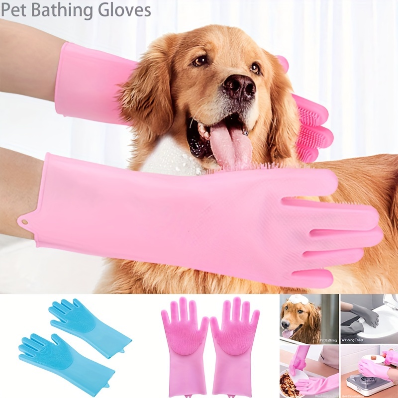 Best Dog Bathing Gloves Pet Grooming Gloves – Silicone Brush