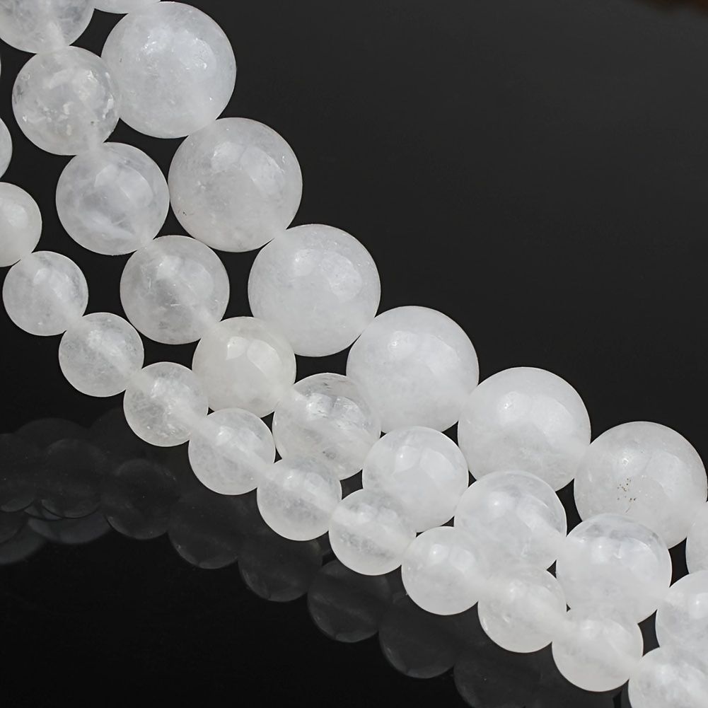 Natural White Chalcedony Round Beads for Jewelry Making