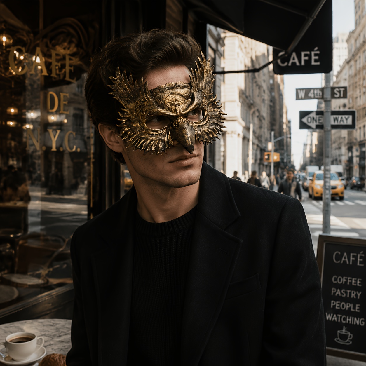 Golden Silvery Halloween Owl Half Face Masks Set