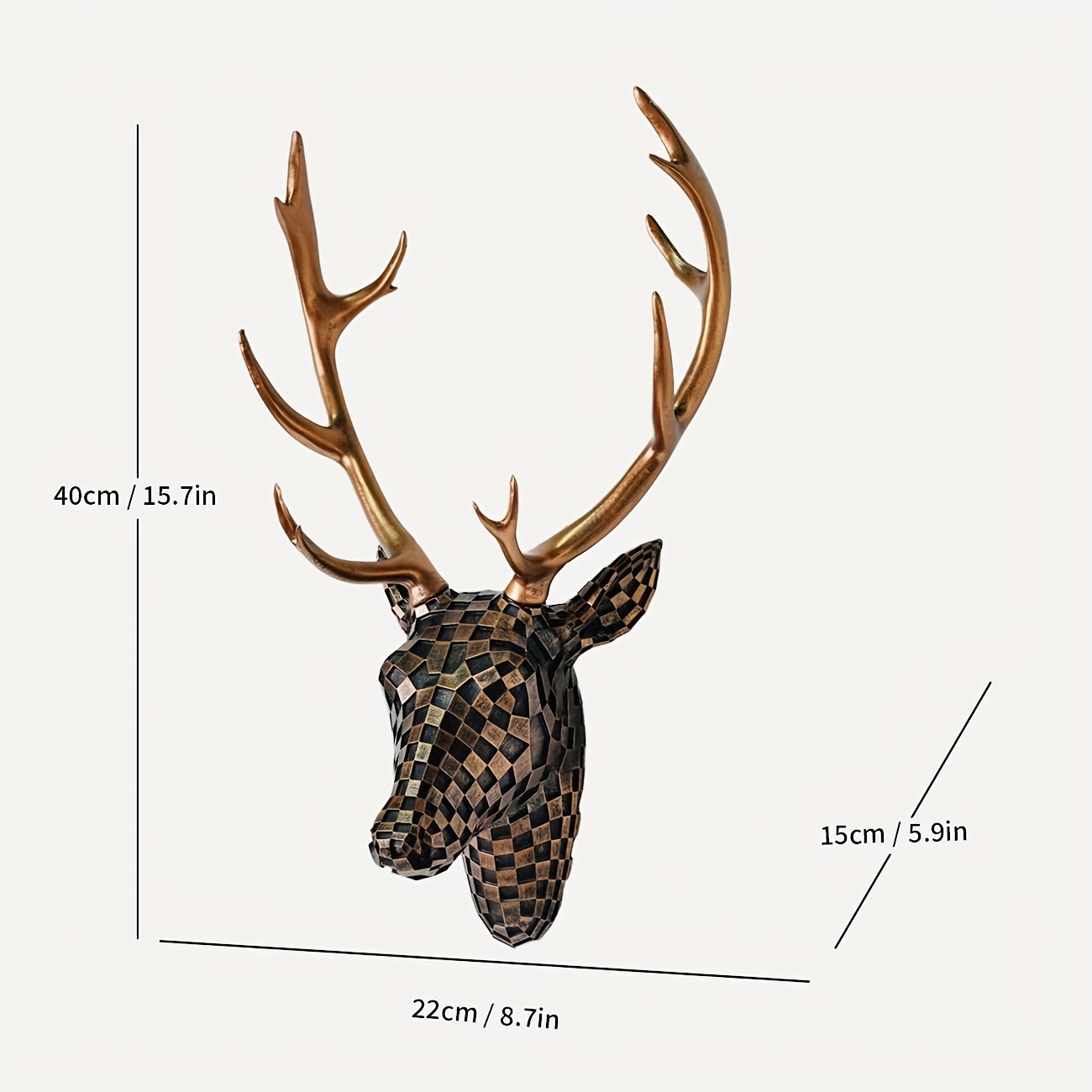 TEMU 1pc Modern Mosaic Deer Head Wall Art, Resin Sculpture For Christmas Home Decor, Elegant Animal Wall Decor For Living Room Office Cabin, Unique