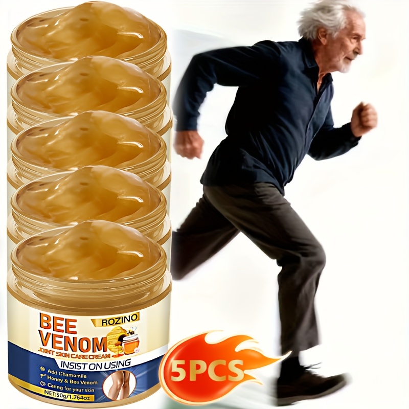 TEMU 50g*5pcs Bee Venom Massage Cream, Powerful Moisturizing And Hydrating, , Smooth, Brightening, Fine, Suitable For , Legs, Ankles, Knee, , Unisex