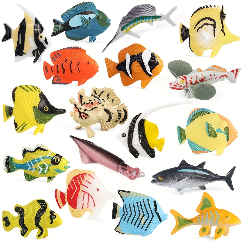 Image of Set Of 18 Toy Models Of Marine Animals, Featuring Deep- Decorations, Educational Marine Figures, Perfect For Birthday Or Holiday Gifts