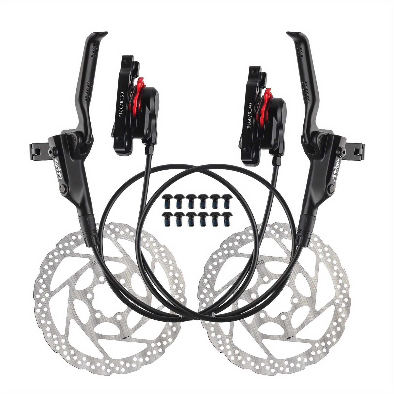 TEMU BOLANY Set Leva e Pinza Freno Idraulico per Biciclette, Set Anteriore Posteriore, Kit Freno a Disco Idraulico per Mountain Bike , Forte Potenza
