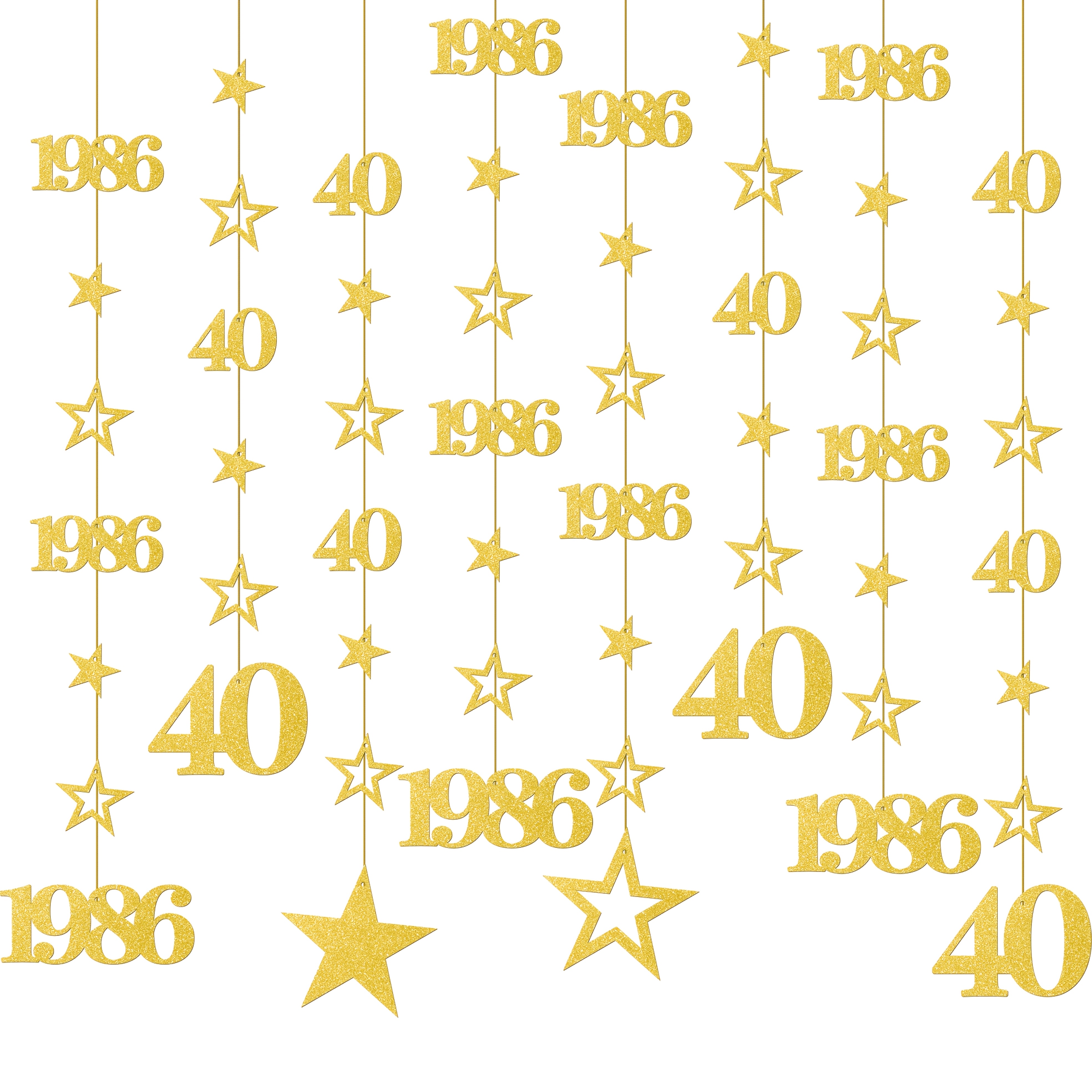 Image of Golden 40th Birthday Decorations, Number 40 And 1986 Streamer, Frosted Hanging Streamer, Background, For Women, 40th Birthday Party Supplies,halloween Decorations & Christmas Decorations