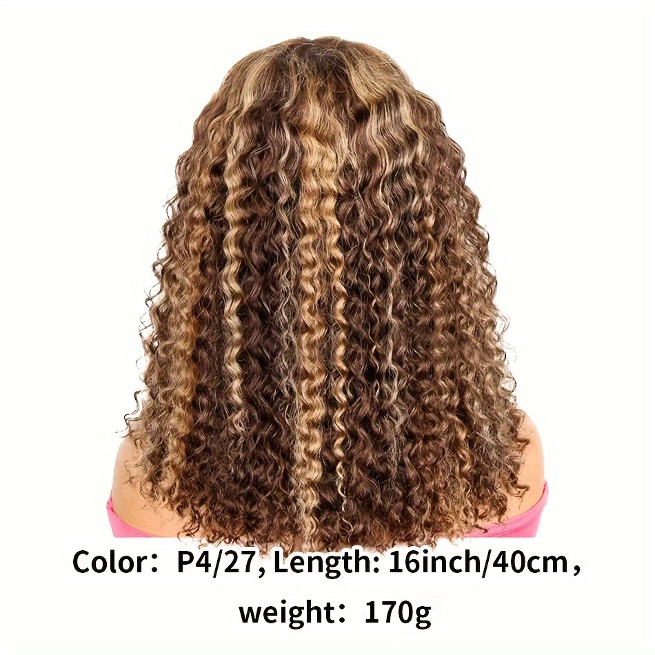 TEMU 13x4 Hd Lace Front Ombre Honey Blonde Bob Wig - Pre- Human Hair, Deep Wave Style, 10-16 Inches For Women, 150% Density, Natural Look For Casual Attire, Short Hair Wig