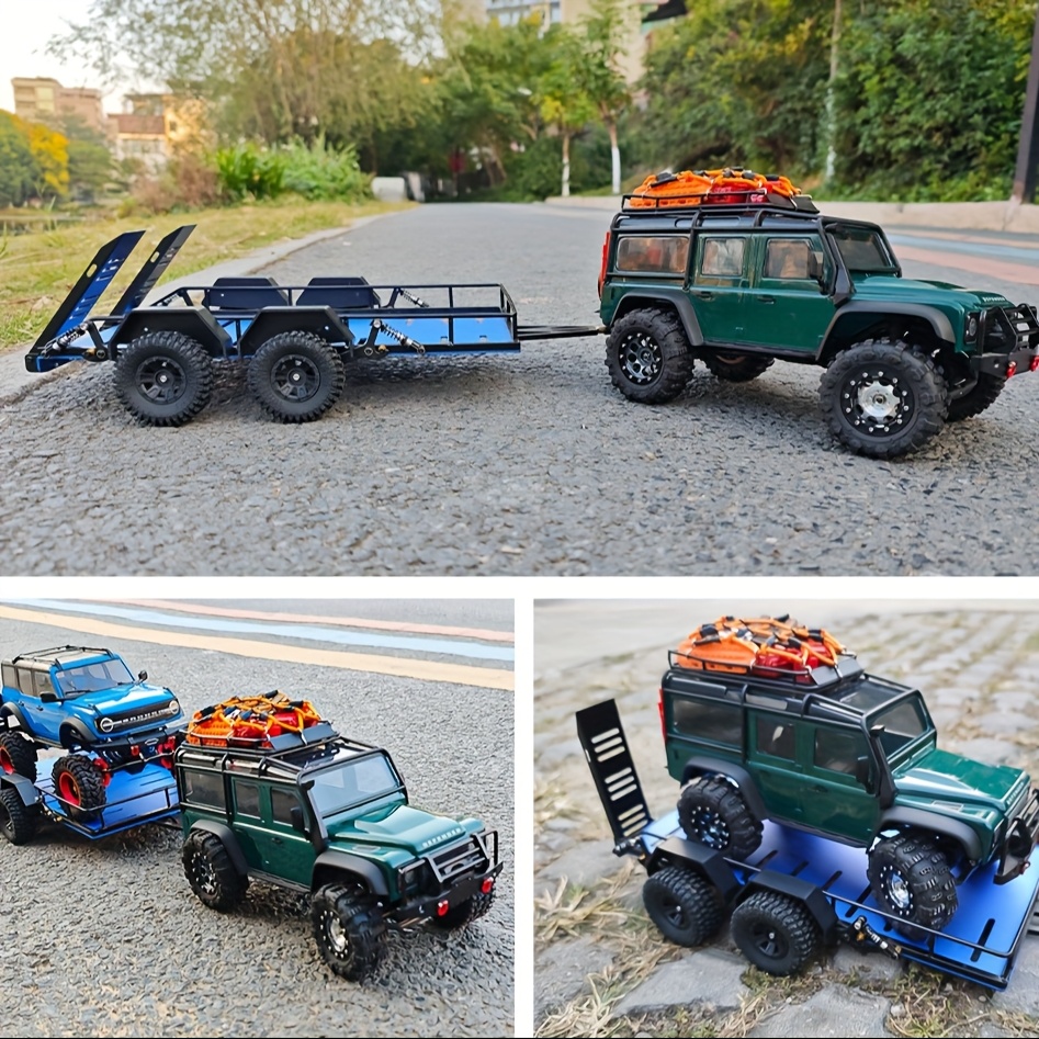 AIYIHOBBY RC Trailer with Hook Hitch for TRX4M TRX4-M 1/18 Scale RC Crawler Car - Durable Metal Frame, Adjustable Tandem Axles & Easy-Install Upgrade Parts Accessories, Remote Control Car, Vehicle Modification, Functional Design, Robust Construction